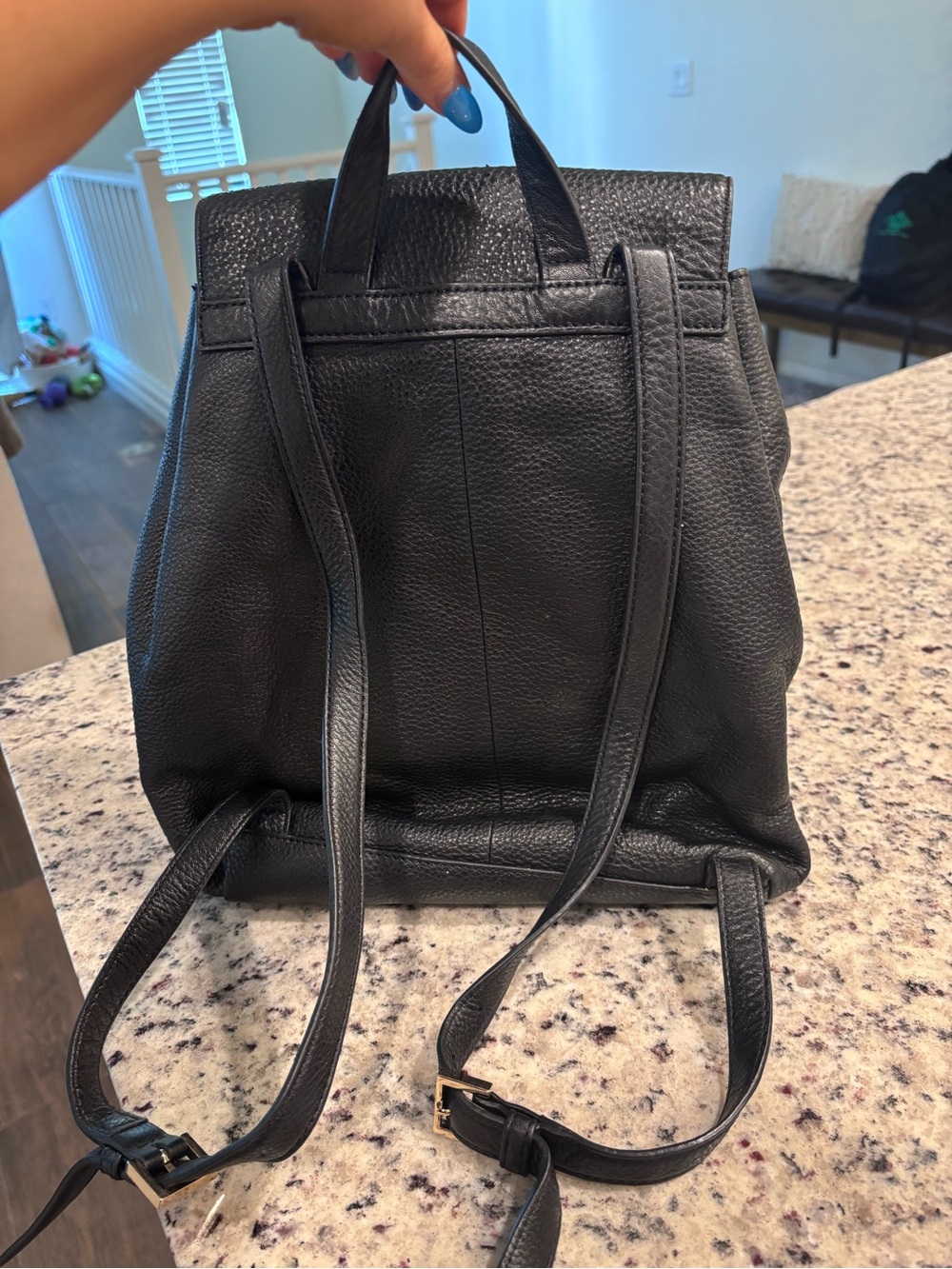 kate spade black pebbled leather drawstring backpack - Picture 2 of 3